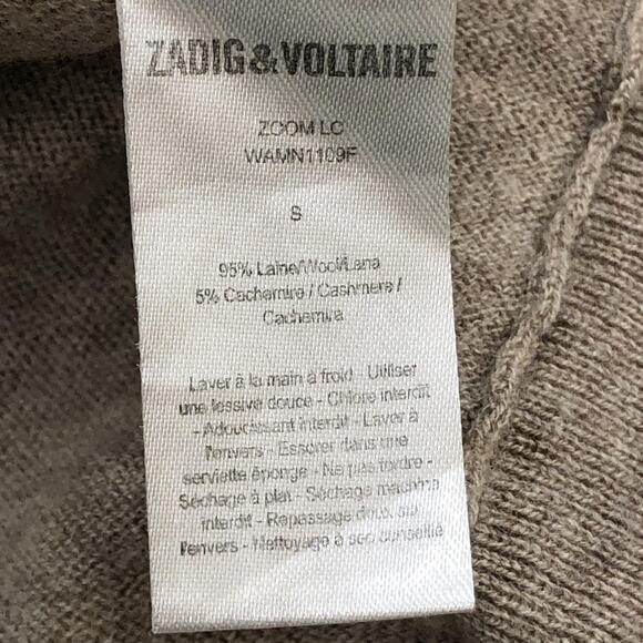Zadig & Voltaire Sweater Womens Small Wool Cashmere Pullover Sequin Elbow Patch - Picture 14 of 16